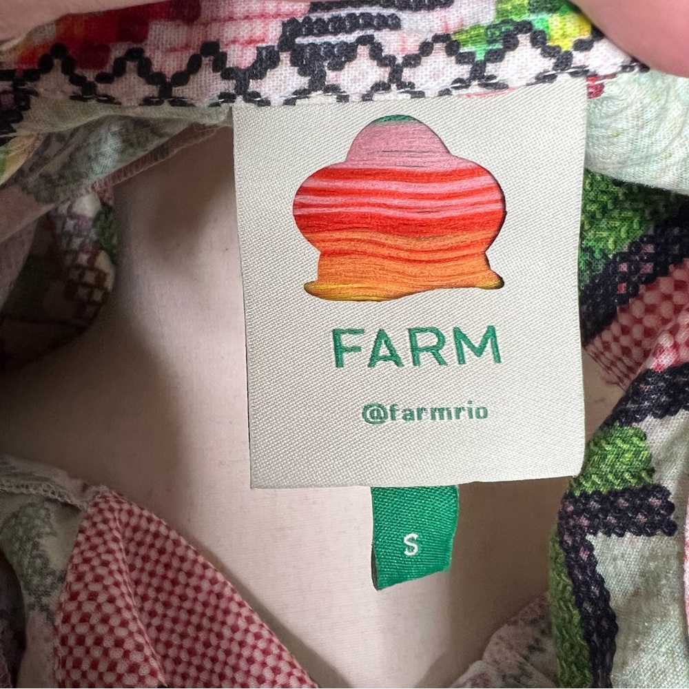 Farm Rio Dress Small S Anthropologie Amulet Midi Tassel Yawanawa Linen - Picture 10 of 12